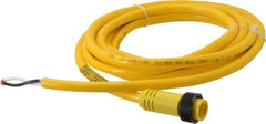 Brad Harrison - 13 Amp, Male Straight to Pigtail Cordset Sensor and Receptacle - 600 Volt, 3.66m Cable Length, IP67 Ingress Rating - Industrial Tool & Supply