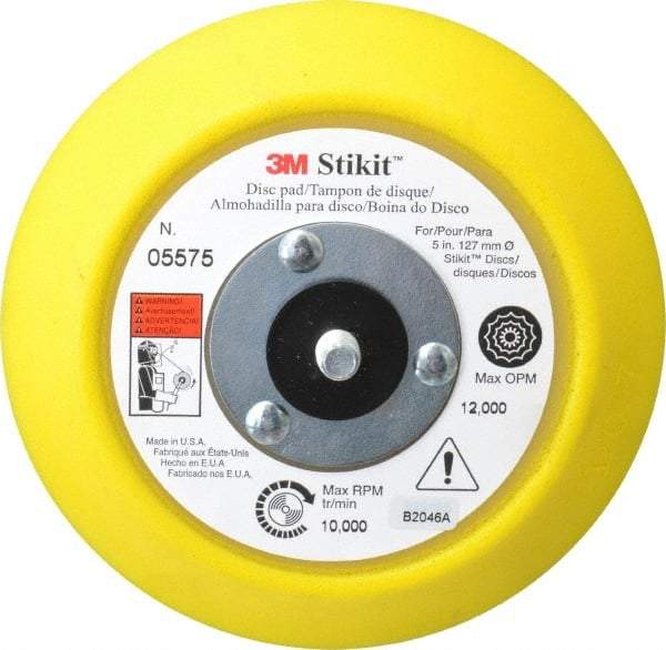 3M - 5" Diam Adhesive/PSA Disc Backing Pad - 3/4" Shank Diam, Medium Density, 10,000 RPM - Industrial Tool & Supply