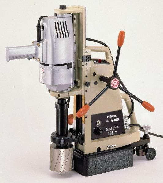 Nitto Kohki - 1-1/4" Chuck, 3" Travel, Portable Magnetic Drill Press - 330 RPM, 7.4 Amps, 2.5 hp, 1600 Watts, 230 Volts - Industrial Tool & Supply
