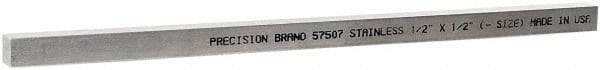 Value Collection - 12" Long x 1/2" High x 1/2" Wide, Plain Key Stock - Stainless Steel - Industrial Tool & Supply