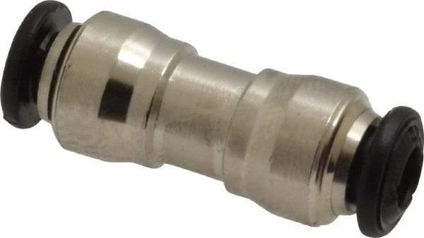 Alpha Technologies - 4mm Outside Diam, Nickel Plated Brass Push-to-Connect Tube Union - 250 Max psi, Tube to Tube Connection, Buna O-Ring - Industrial Tool & Supply