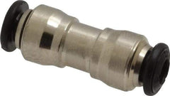 Alpha Technologies - 4mm Outside Diam, Nickel Plated Brass Push-to-Connect Tube Union - 250 Max psi, Tube to Tube Connection, Buna O-Ring - Industrial Tool & Supply