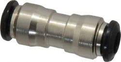 Alpha Technologies - 6mm Outside Diam, Nickel Plated Brass Push-to-Connect Tube Union - 250 Max psi, Tube to Tube Connection, Buna O-Ring - Industrial Tool & Supply
