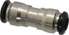 Alpha Technologies - 6mm Outside Diam, Nickel Plated Brass Push-to-Connect Tube Union - 250 Max psi, Tube to Tube Connection, Buna O-Ring - Industrial Tool & Supply