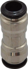Alpha Technologies - 8mm Outside Diam, Nickel Plated Brass Push-to-Connect Tube Union - 250 Max psi, Tube to Tube Connection, Buna O-Ring - Industrial Tool & Supply