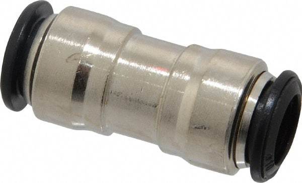 Alpha Technologies - 10mm Outside Diam, Nickel Plated Brass Push-to-Connect Tube Union - 250 Max psi, Tube to Tube Connection, Buna O-Ring - Industrial Tool & Supply