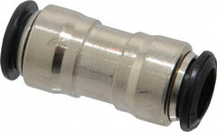 Alpha Technologies - 10mm Outside Diam, Nickel Plated Brass Push-to-Connect Tube Union - 250 Max psi, Tube to Tube Connection, Buna O-Ring - Industrial Tool & Supply