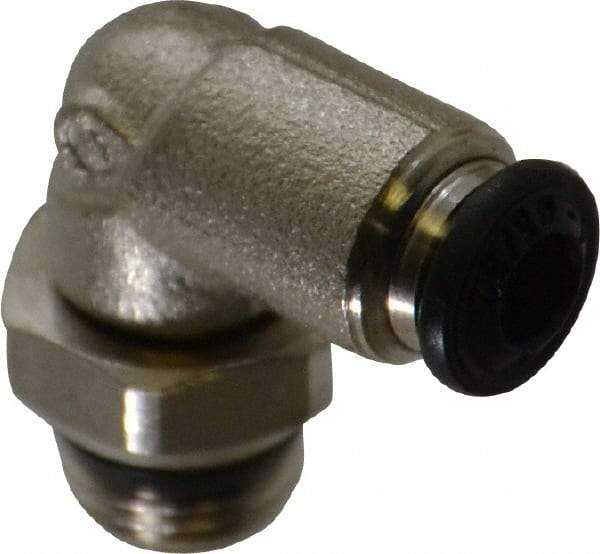 Alpha Technologies - 4mm Outside Diam, 1/8 Universal, Nickel Plated Brass Push-to-Connect Tube Male Swivel Elbow - 250 Max psi, Tube to Universal Thread Connection, Buna O-Ring - Industrial Tool & Supply