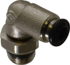 Alpha Technologies - 4mm Outside Diam, 1/8 Universal, Nickel Plated Brass Push-to-Connect Tube Male Swivel Elbow - 250 Max psi, Tube to Universal Thread Connection, Buna O-Ring - Industrial Tool & Supply