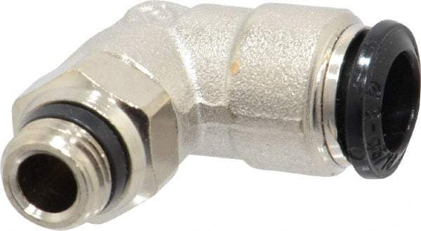 Alpha Technologies - 8mm Outside Diam, 1/8 Universal, Nickel Plated Brass Push-to-Connect Tube Male Swivel Elbow - 250 Max psi, Tube to Universal Thread Connection, Buna O-Ring - Industrial Tool & Supply