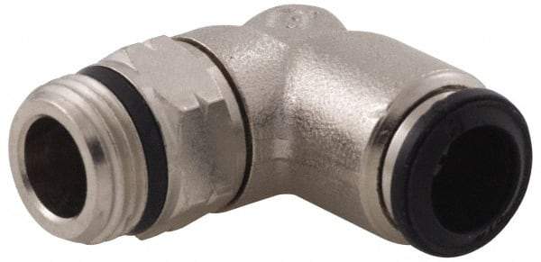 Alpha Technologies - 6mm Outside Diam, 1/8 Universal, Nickel Plated Brass Push-to-Connect Tube Male Swivel Elbow - 250 Max psi, Tube to Universal Thread Connection, Buna O-Ring - Industrial Tool & Supply