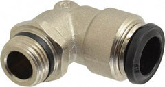 Alpha Technologies - 12mm Outside Diam, 3/8 Universal, Nickel Plated Brass Push-to-Connect Tube Male Swivel Elbow - 250 Max psi, Tube to Universal Thread Connection, Buna O-Ring - Industrial Tool & Supply