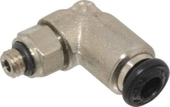 Alpha Technologies - 4mm Outside Diam, M5 Metric, Nickel Plated Brass Push-to-Connect Tube Male Swivel Elbow - 250 Max psi, Tube to Metric Thread Connection, Buna O-Ring - Industrial Tool & Supply