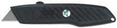 PHC - Retractable Utility Knife - 1" Blade, Black Plastic Handle, 1 Blade Included - Industrial Tool & Supply