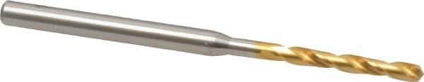OSG - #43 130° Spiral Flute Cobalt Screw Machine Drill Bit - TiN Finish, Right Hand Cut, 3/4" Flute Length, 2" OAL, Standard Point, Straight Shank - Industrial Tool & Supply