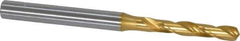 OSG - #12 130° Spiral Flute Cobalt Screw Machine Drill Bit - TiN Finish, Right Hand Cut, 1-3/16" Flute Length, 3" OAL, Standard Point, Straight Shank - Industrial Tool & Supply