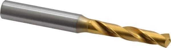 OSG - 0.277" 130° Spiral Flute Cobalt Screw Machine Drill Bit - TiN Finish, Right Hand Cut, 1-1/2" Flute Length, 3-5/16" OAL, Standard Point, Straight Shank - Industrial Tool & Supply
