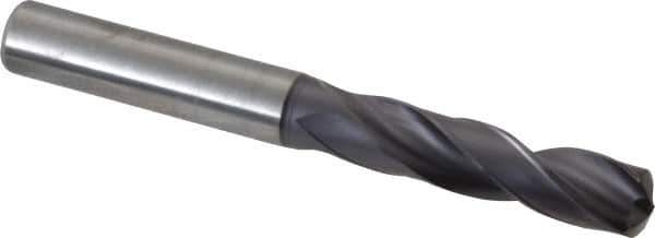 Kennametal - 9.70026mm 140° Spiral Flute Solid Carbide Screw Machine Drill Bit - Right Hand Cut, 47mm Flute Length, 89mm OAL, Standard Point, Straight Shank - Industrial Tool & Supply