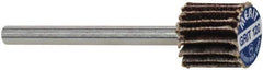 Merit Abrasives - 3/8" Diam x 3/8" Face Width, Fine Aluminum Oxide Coated Mounted Flap Wheel - 1/8" Shank Mount, 120 Grit, Cloth Backing, 40,000 Max RPM - Industrial Tool & Supply