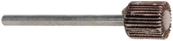 Merit Abrasives - 3/8" Diam x 3/8" Face Width, Very Fine Aluminum Oxide Coated Mounted Flap Wheel - 1/8" Shank Mount, 180 Grit, Cloth Backing, 40,000 Max RPM - Industrial Tool & Supply