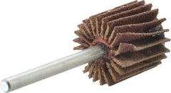 Merit Abrasives - 5/8" Diam x 5/8" Face Width, Fine Aluminum Oxide Coated Mounted Flap Wheel - 1/8" Shank Mount, 120 Grit, Cloth Backing, 37,000 Max RPM - Industrial Tool & Supply