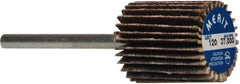 Merit Abrasives - 5/8" Diam x 3/4" Face Width, Fine Aluminum Oxide Coated Mounted Flap Wheel - 1/8" Shank Mount, 120 Grit, Cloth Backing, 37,000 Max RPM - Industrial Tool & Supply