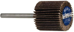 Merit Abrasives - 3/4" Diam x 3/4" Face Width, Fine Aluminum Oxide Coated Mounted Flap Wheel - 1/8" Shank Mount, 120 Grit, Cloth Backing, 35,000 Max RPM - Industrial Tool & Supply