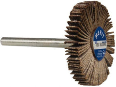 Merit Abrasives - 1-3/16" Diam x 3/16" Face Width, Fine Aluminum Oxide Coated Mounted Flap Wheel - 1/8" Shank Mount, 120 Grit, Cloth Backing, 30,000 Max RPM - Industrial Tool & Supply