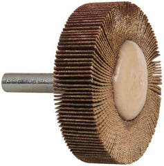 Merit Abrasives - 2" Diam x 1/2" Face Width, Very Fine Aluminum Oxide Coated Mounted Flap Wheel - 1/4" Shank Mount, 180 Grit, Cloth Backing, 25,000 Max RPM - Industrial Tool & Supply