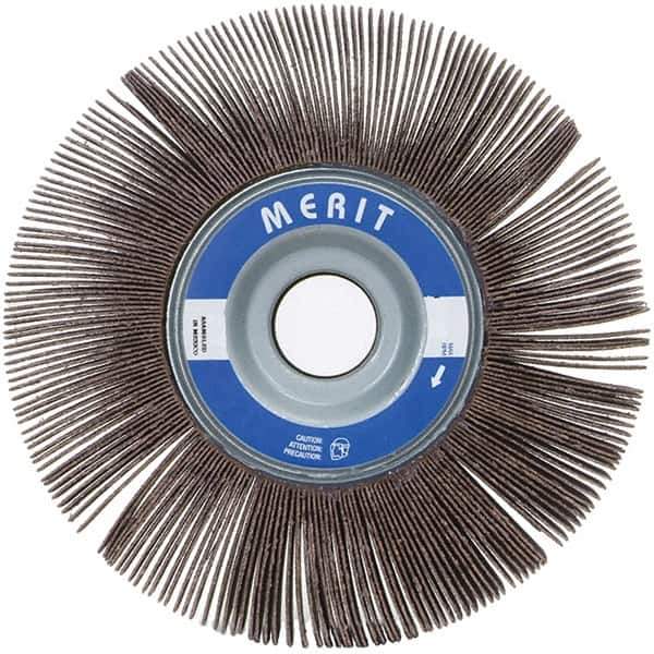Merit Abrasives - 3-1/2" Diam, 120 Grit Ceramic Unmounted Flap Wheel - 5/8" Hole, 1" Wide, Coated, Fine Grade, 12,000 Max RPM , Cloth Backing - Industrial Tool & Supply