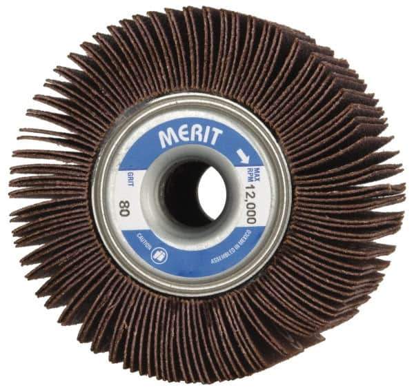 Merit Abrasives - 3-1/2" Diam, 80 Grit Ceramic Unmounted Flap Wheel - 5/8" Hole, 2" Wide, Coated, Medium Grade, 12,000 Max RPM , Cloth Backing - Industrial Tool & Supply