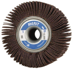 Merit Abrasives - 3-1/2" Diam, 80 Grit Ceramic Unmounted Flap Wheel - 5/8" Hole, 2" Wide, Coated, Medium Grade, 12,000 Max RPM , Cloth Backing - Industrial Tool & Supply