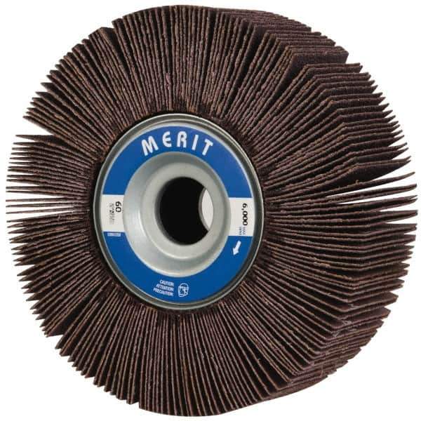 Merit Abrasives - 6" Diam, 60 Grit Aluminum Oxide Unmounted Flap Wheel - 1" Hole, 2" Wide, Coated, Medium Grade, 6,000 Max RPM , Cloth Backing - Industrial Tool & Supply
