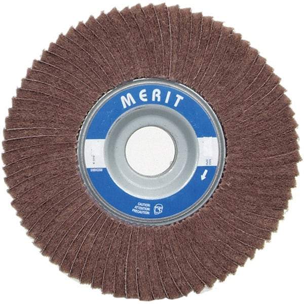 Merit Abrasives - 6" Diam, 60 Grit Ceramic Interleaf Flap Wheel - 1" Hole, 1" Wide, Coated, Medium Grade, 6,000 Max RPM , Cloth Backing - Industrial Tool & Supply