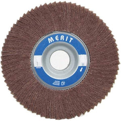 Merit Abrasives - 6" Diam, 60 Grit Ceramic Interleaf Flap Wheel - 1" Hole, 1" Wide, Coated, Medium Grade, 6,000 Max RPM , Cloth Backing - Industrial Tool & Supply