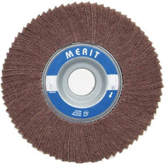 Merit Abrasives - 6" Diam, 120 Grit Ceramic Interleaf Flap Wheel - 1" Hole, 1" Wide, Coated, Fine Grade, 6,000 Max RPM , Cloth Backing - Industrial Tool & Supply