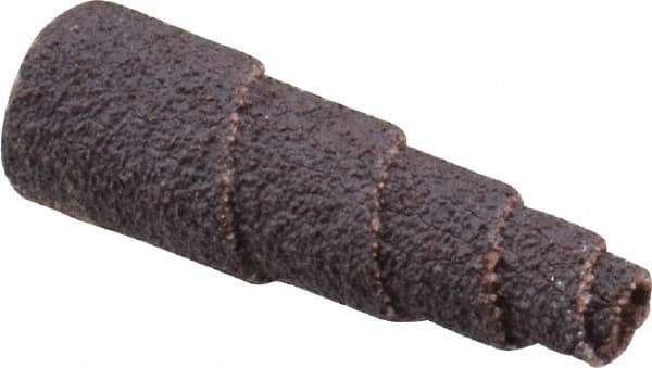 Merit Abrasives - 1-1/2" Long x 1/2" Diam, Aluminum Oxide, Full Taper Cartridge Roll - 60 Grit, 1/8" Pilot Hole Diam, Medium Grade - Industrial Tool & Supply