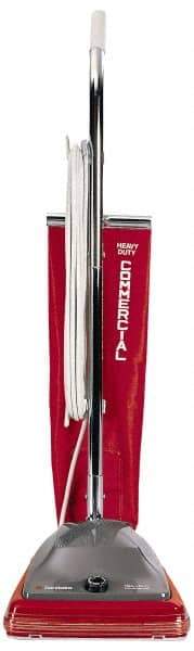Sanitaire - Single Motor Heavy-Duty Upright Vacuum Cleaner - 12" Cleaning Width, 7" Amps, 3-Position Adjustable Handle, Red - Industrial Tool & Supply