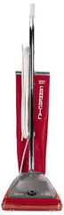 Sanitaire - Single Motor Heavy-Duty Upright Vacuum Cleaner - 12" Cleaning Width, 7" Amps, 3-Position Adjustable Handle, Red - Industrial Tool & Supply