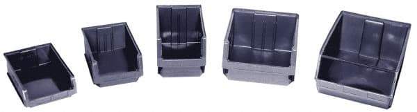 Quantum Storage - 150 Lb. Load Capacity, 19-3/4" Deep, Black Polyethylene Hopper Stacking Bin - 5-7/8" High x 12-3/8" Wide x 19-3/4" Long - Industrial Tool & Supply