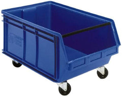 Quantum Storage - 300 Lb. Load Capacity, 29" Deep, Green Polyethylene Hopper Stacking Bin - 14-7/8" High x 18-3/8" Wide x 29" Long - Industrial Tool & Supply
