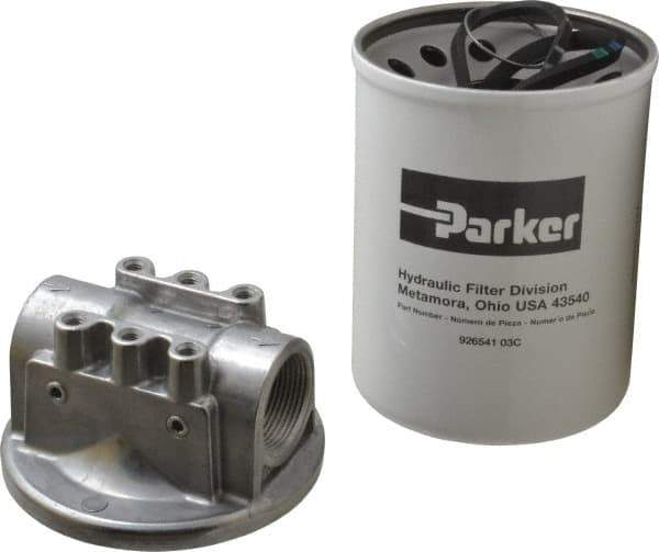 Parker - 1-1/4 NPTF, 3 Micron Filter Assembly - Cellulose - Industrial Tool & Supply