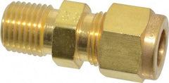 Parker - 3/8" OD, Brass Male Connector - 2,300 Max Working psi, 11/16" Hex, Comp x MNPT Ends - Industrial Tool & Supply
