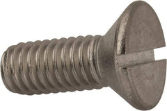 Value Collection - 3/8-16 UNC, 1" OAL Slotted Drive Machine Screw - Flat Head, Grade 316 Stainless Steel, Uncoated, Without Washer - Industrial Tool & Supply