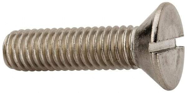 Value Collection - 3/8-16 UNC, 1-1/2" OAL Slotted Drive Machine Screw - Flat Head, Grade 316 Stainless Steel, Uncoated, Without Washer - Industrial Tool & Supply