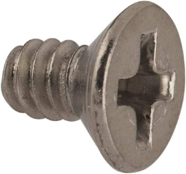 Value Collection - #6-32 UNC, 1/4" OAL Phillips Drive Machine Screw - Flat Head, Grade 316 Stainless Steel, Uncoated, Without Washer - Industrial Tool & Supply