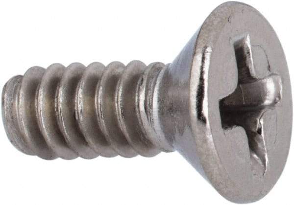 Value Collection - #6-32 UNC, 3/8" OAL Phillips Drive Machine Screw - Flat Head, Grade 316 Stainless Steel, Uncoated, Without Washer - Industrial Tool & Supply