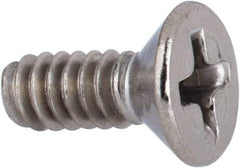 Value Collection - #6-32 UNC, 3/8" OAL Phillips Drive Machine Screw - Flat Head, Grade 316 Stainless Steel, Uncoated, Without Washer - Industrial Tool & Supply