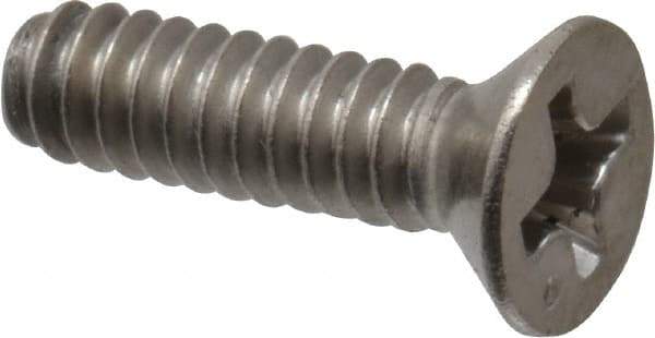 Value Collection - #6-32 UNC, 1/2" OAL Phillips Drive Machine Screw - Flat Head, Grade 316 Stainless Steel, Uncoated, Without Washer - Industrial Tool & Supply