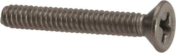 Value Collection - #6-32 UNC, 1" OAL Phillips Drive Machine Screw - Flat Head, Grade 316 Stainless Steel, Uncoated, Without Washer - Industrial Tool & Supply